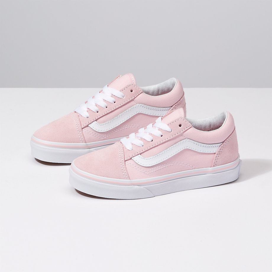 Vans Kiz Çocuk Spor Ayakkabı Suede Canvas Old Skool Pembe/Beyaz | 32980-548